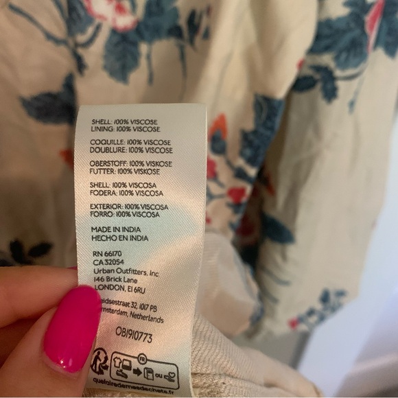 Free People Francesca Mini Dress Warm Ivory Combo Size Large Floral Smocked - Picture 7 of 7